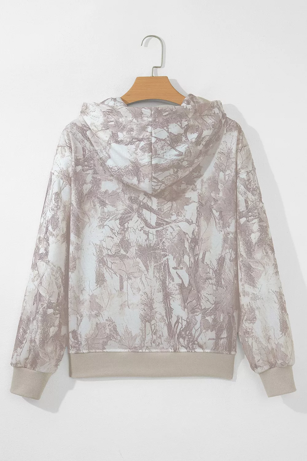 Abstract Print Ribbed Cuffs Hem Long Sleeve Hoodie, image 7