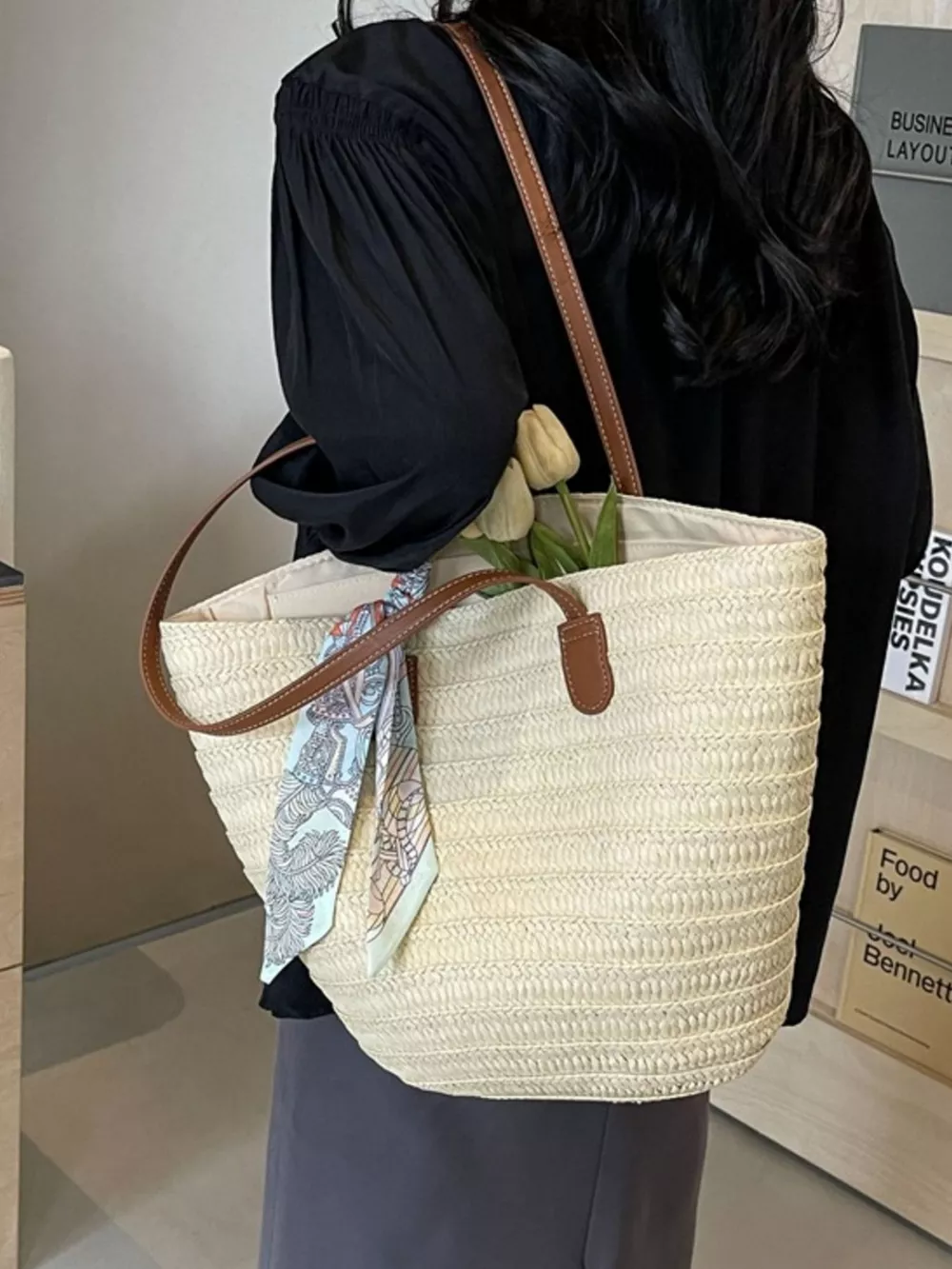 Woven Straw Shoulder Bag, image 8
