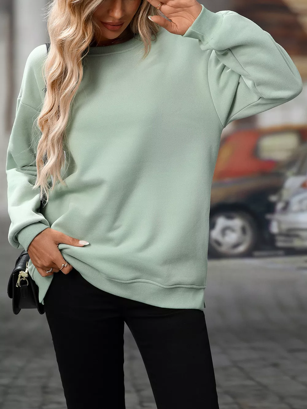 Casual Solid Color Long Sleeve Sweatshirt, image 24