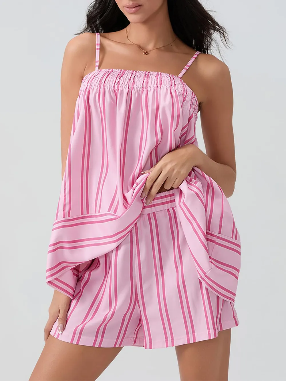 Smocked Square Neck Cami and Shorts Set, image 5