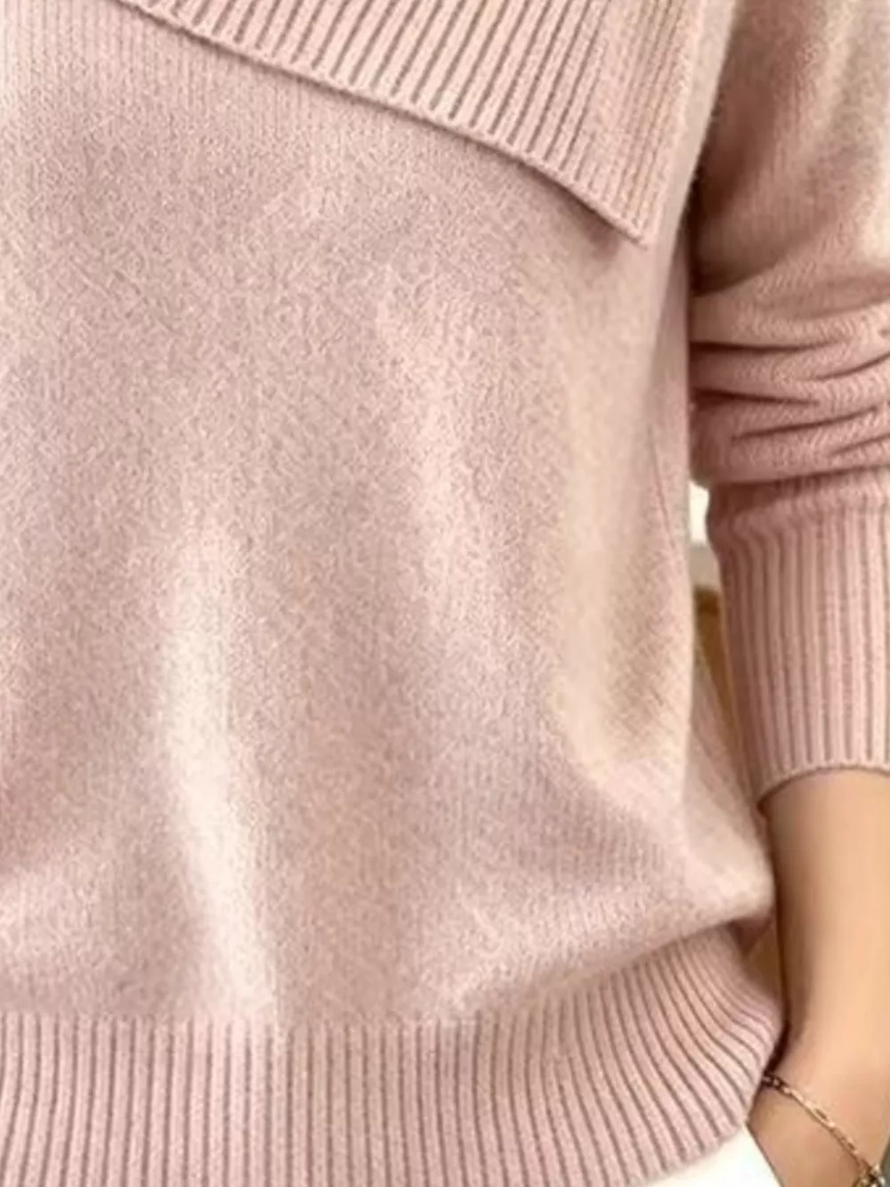 Full Size Asymmetric Ribbed Collar Sweater Plus Size, image 9