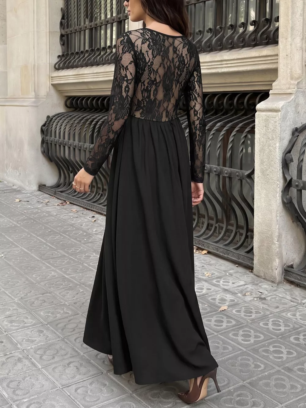 Square Neck Sheer Sleeve Maxi Dress, image 5