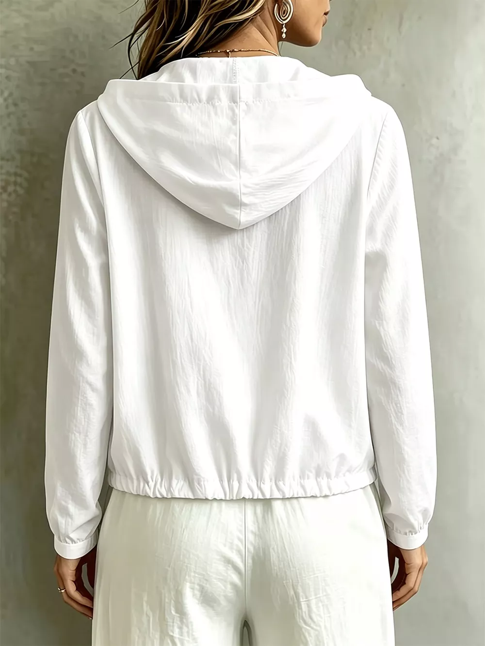 Button Detail Long Sleeve Hooded Blouse, image 2