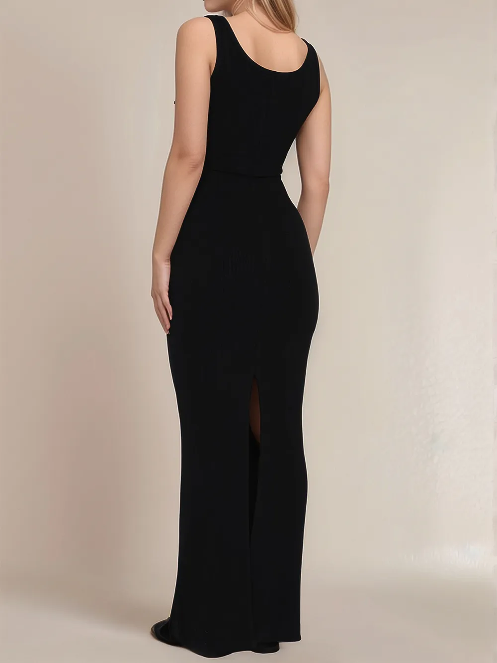 Side Slit Wide Strap Maxi Dress, image 3