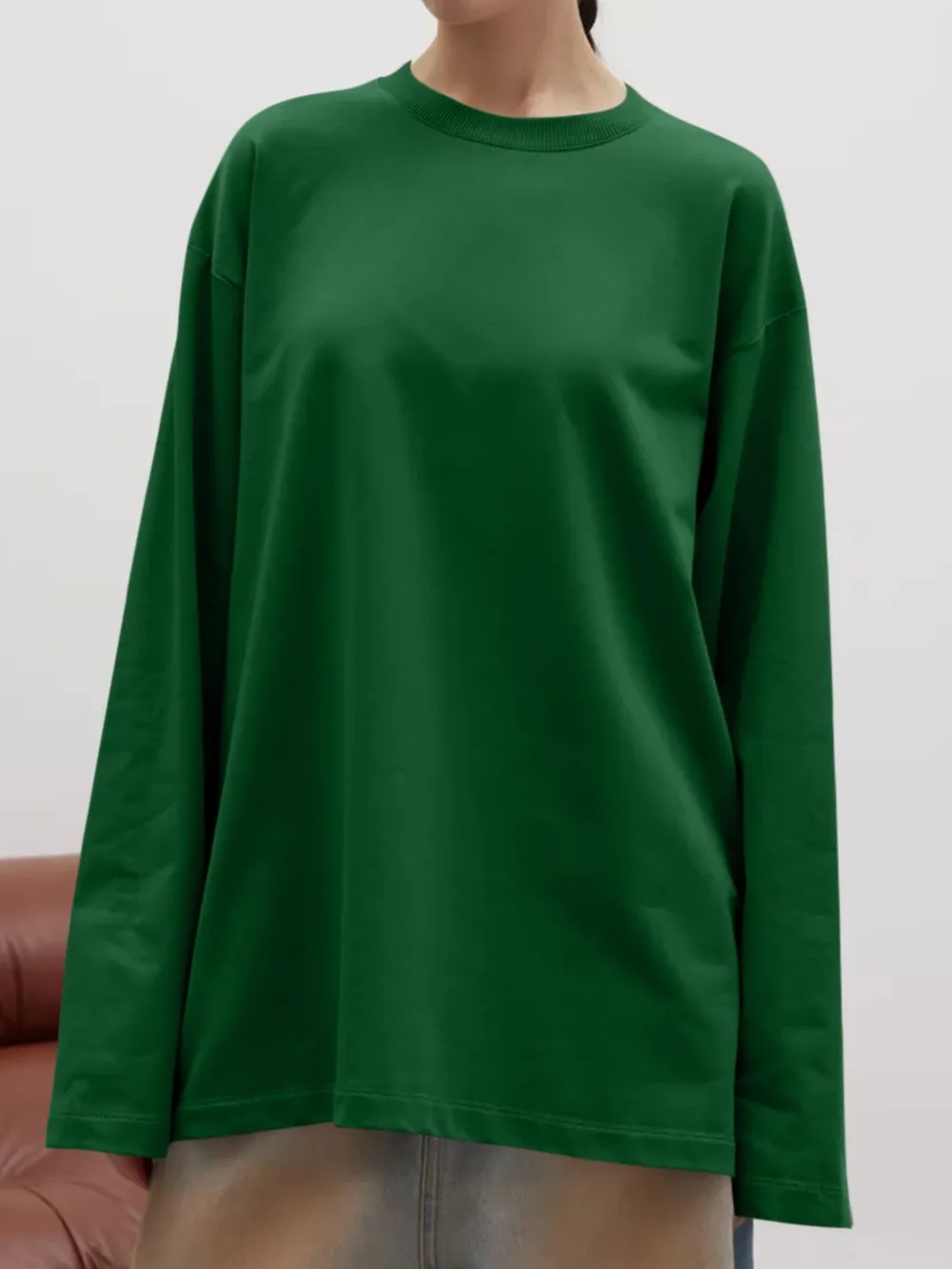Round Neck Dropped Shoulder Long Sleeve T-Shirt, image 22
