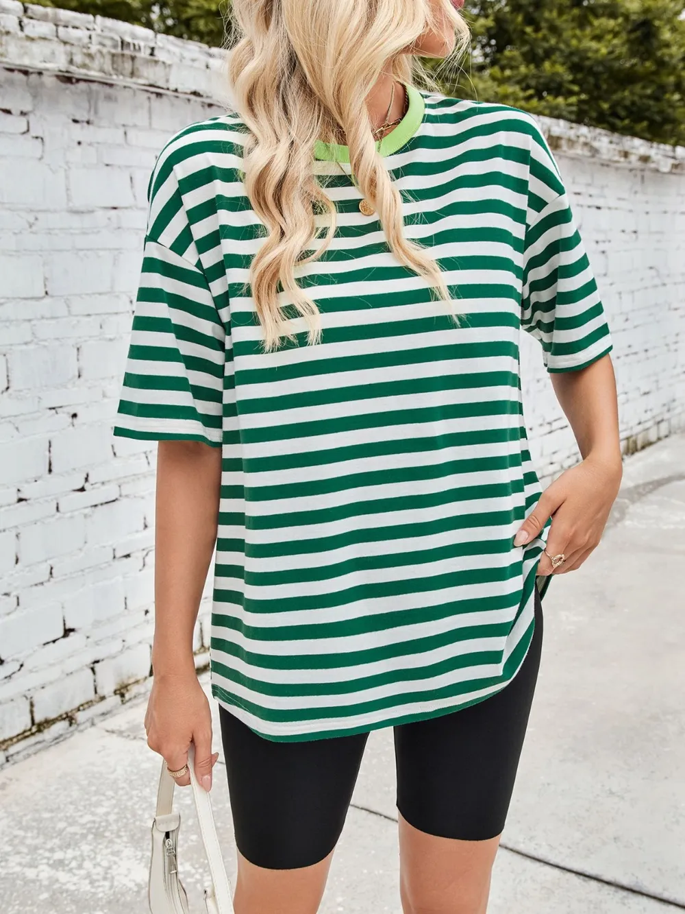 Striped Round Neck Half Sleeve T-Shirt, image 8