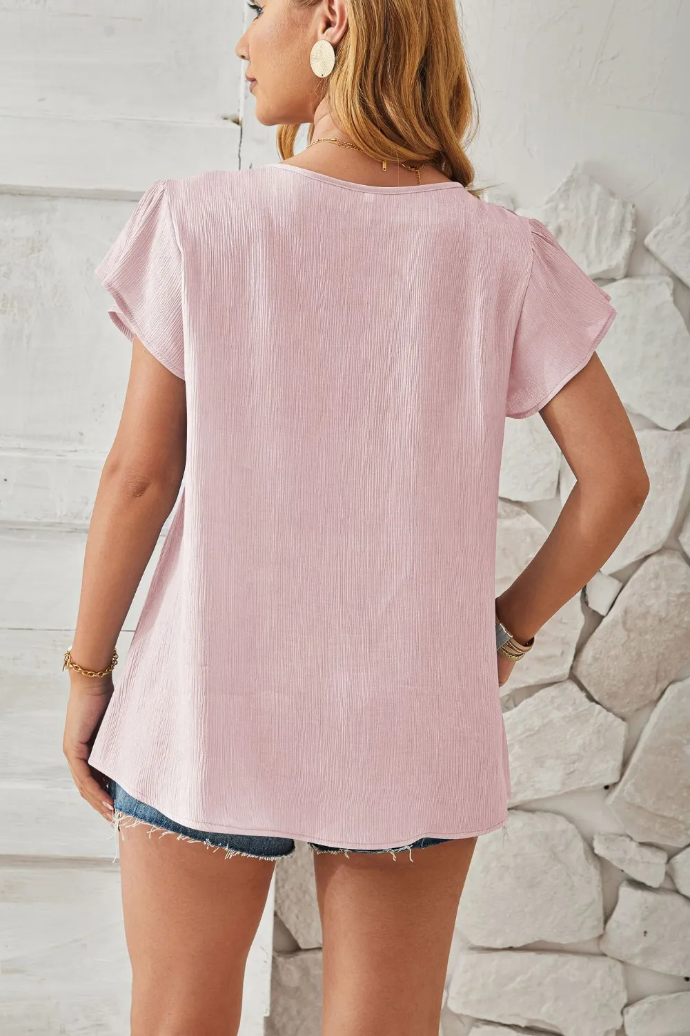Ruched V-Neck Flounce Sleeve Blouse, image 20