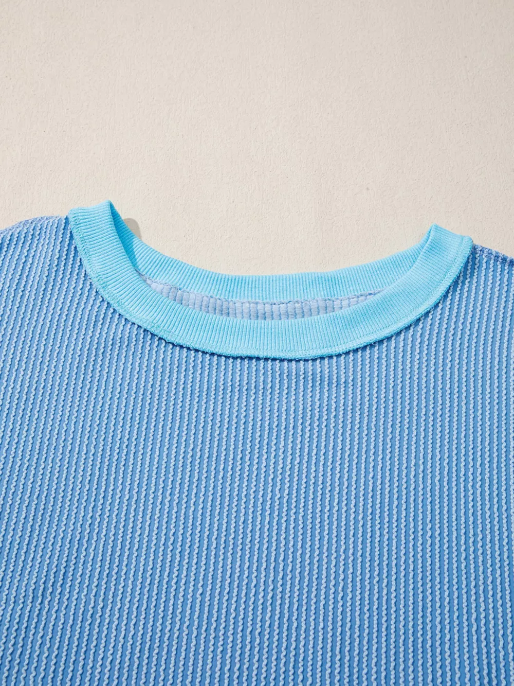 Twisted Rib Uneven Hem Drop Shoulder Loose Knit Top, image 6