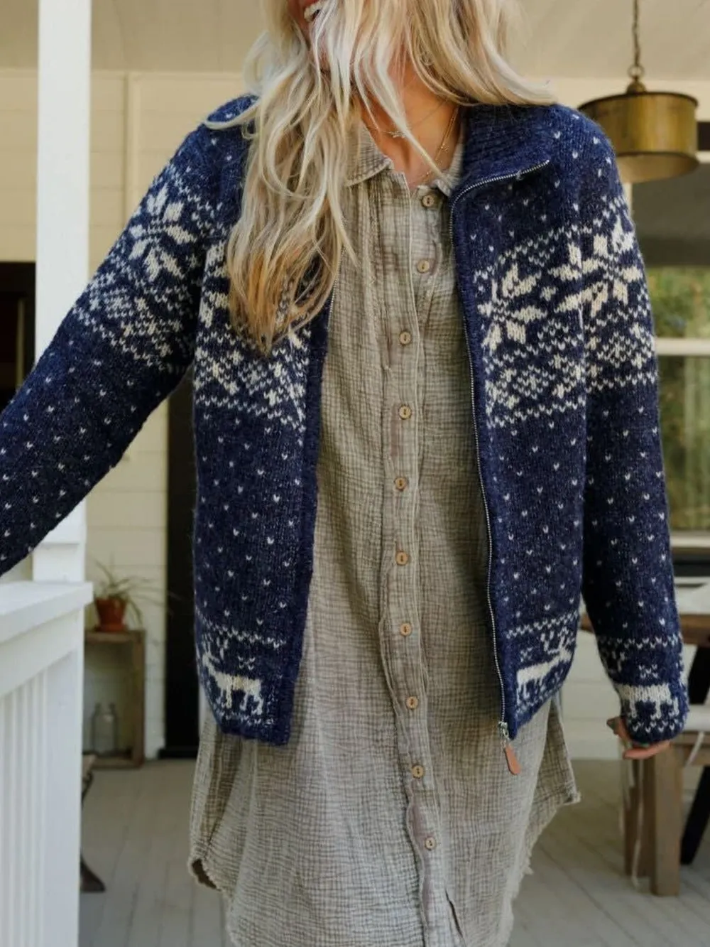Zip Up Long Sleeve Cardigan, image 2