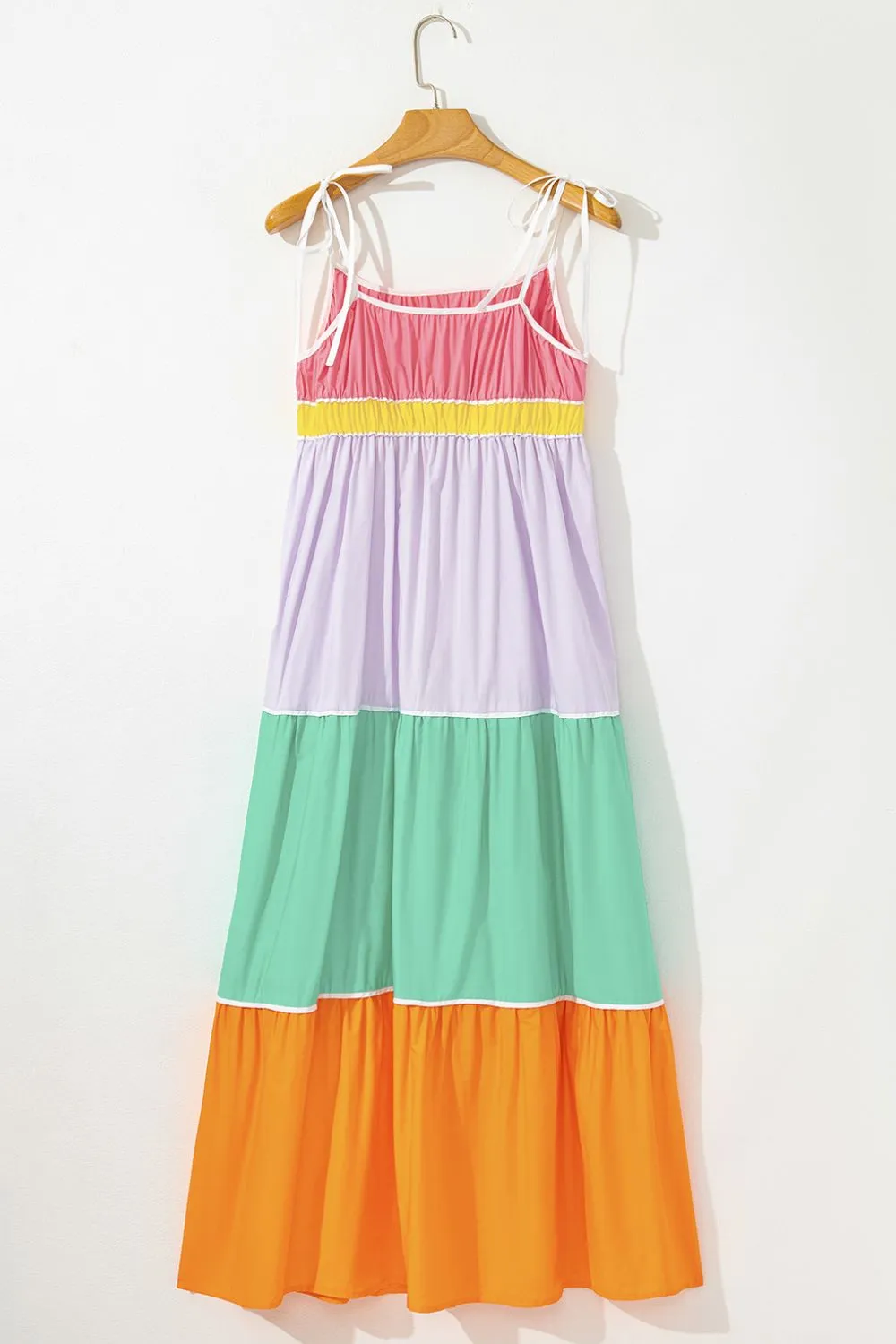 Color Block Flowy Tiered Maxi Dress with Pockets, image 4