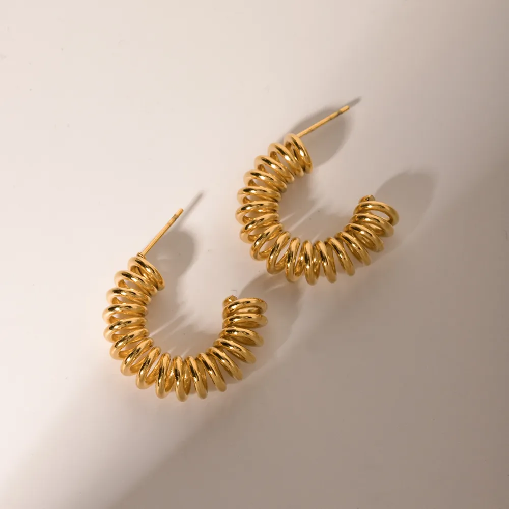 18K Gold-Plated Stainless Steel C-Hoop Earrings, image 3