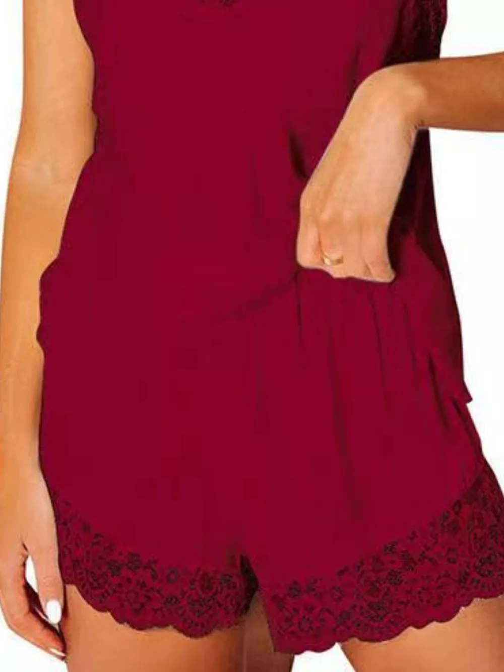 Lace Trim Cami and Shorts Lounge Set, image 9
