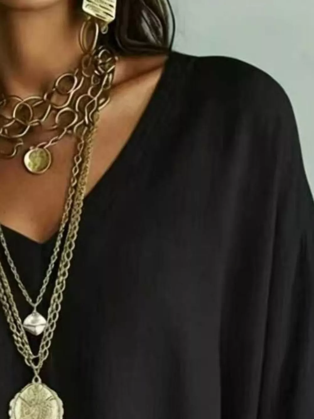 Full Size V-Neck Loose Fit T-Shirt Plus Size, image 6