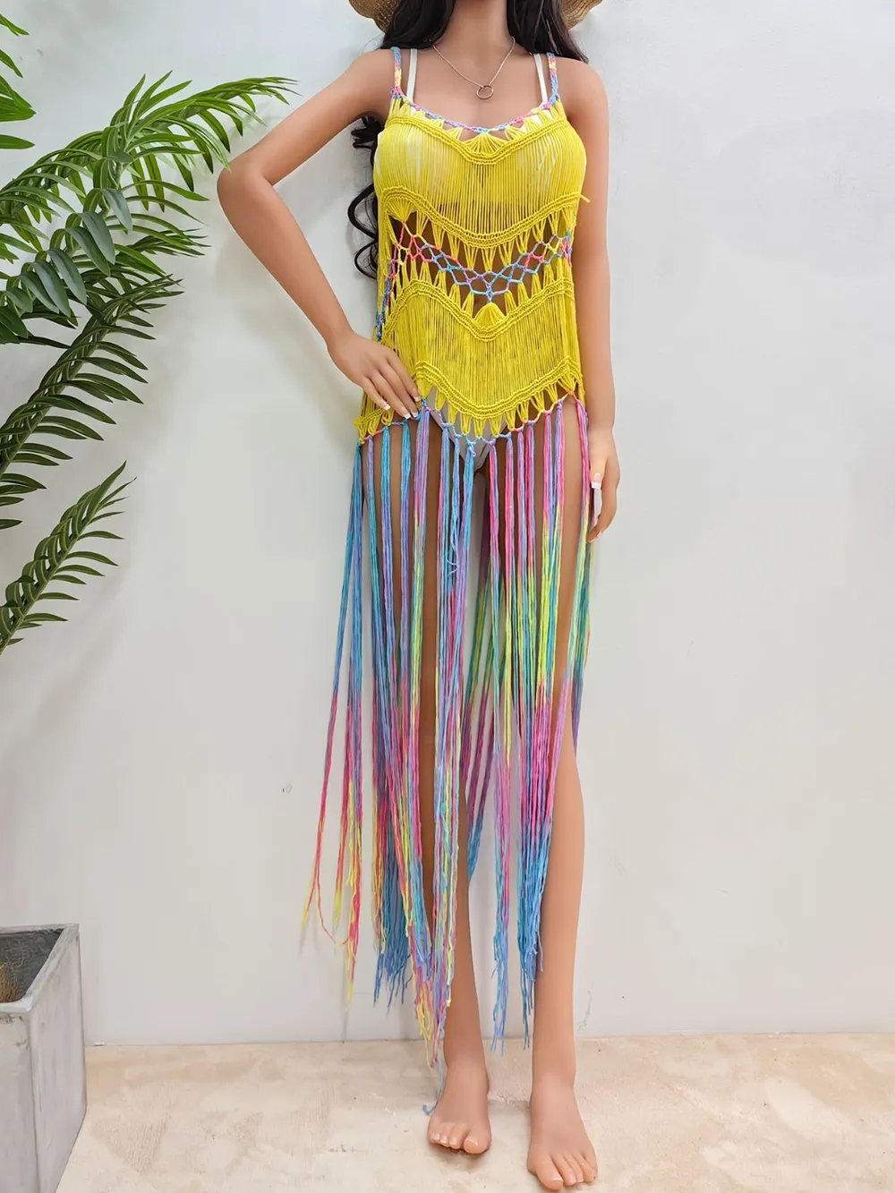 Fringe Scoop Neck Spaghetti Strap Cover-Up, image 14