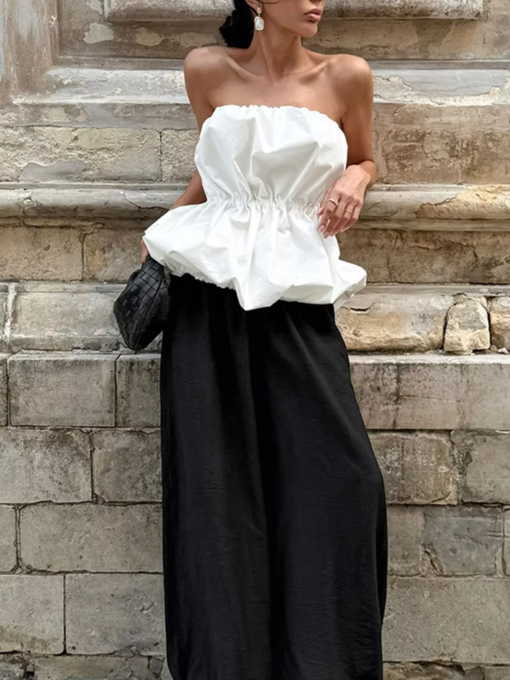 Ruched Bubble Hem Tube Top, image 5
