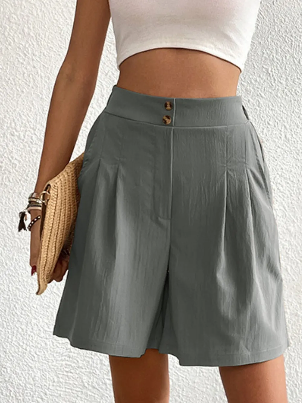 High-Waisted Pleated Shorts, image 25