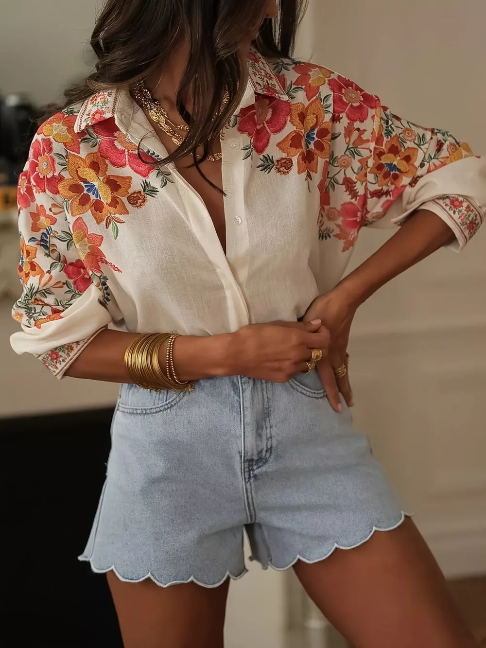 Floral Print Button Up Shirt, image 3