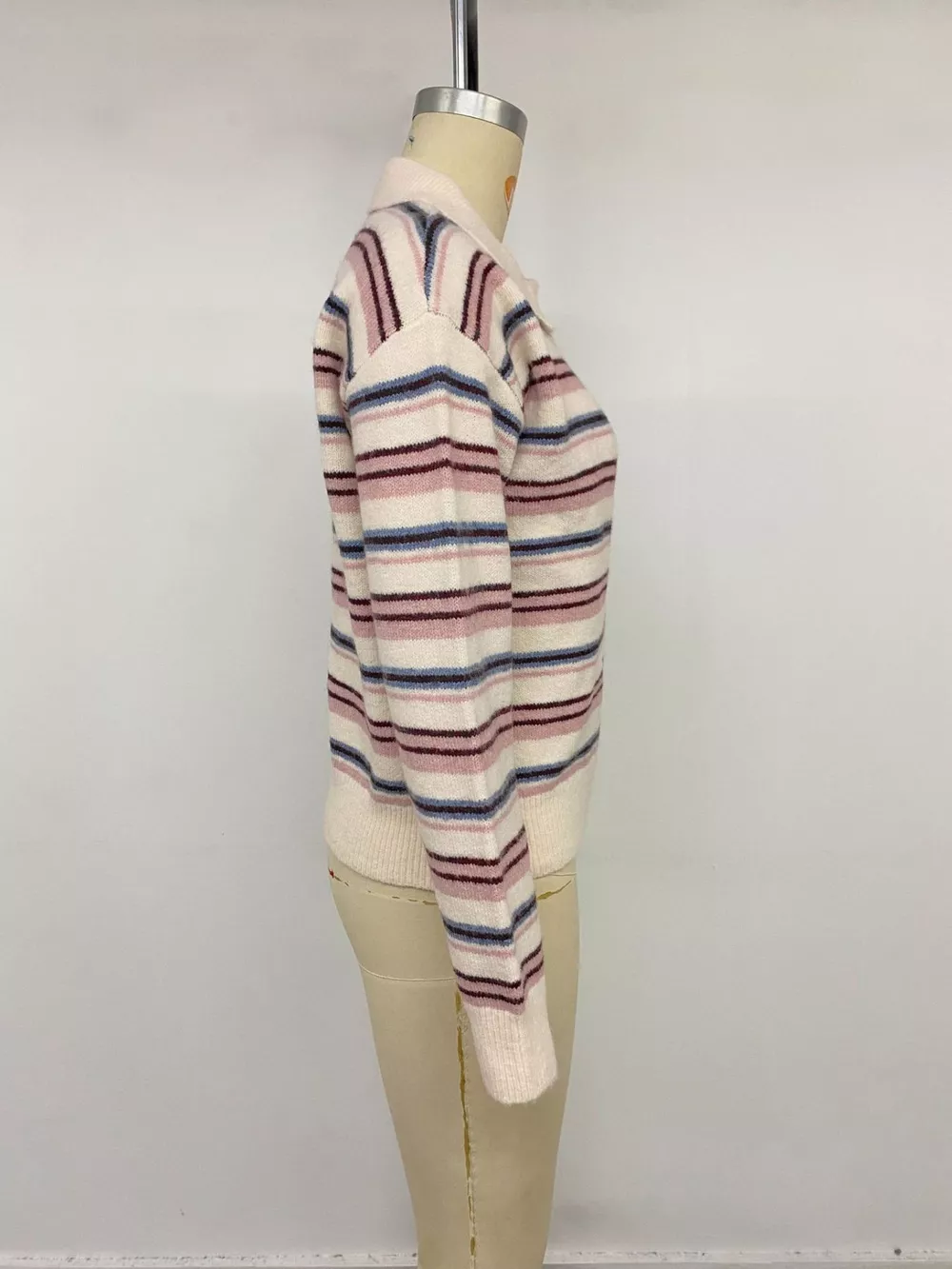Striped Polo Collar Sweater, image 12