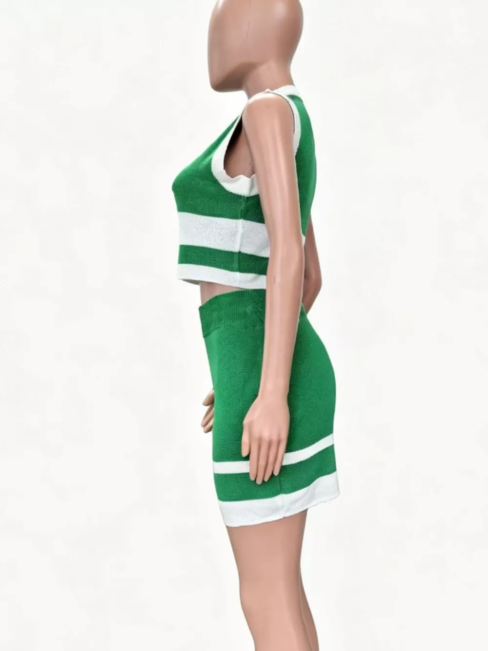 Contrast Trim Tank and Skirt Knit Set, image 8