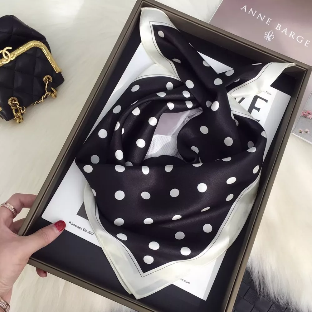 Elegant Polka Dot Silk Scarf, image 6