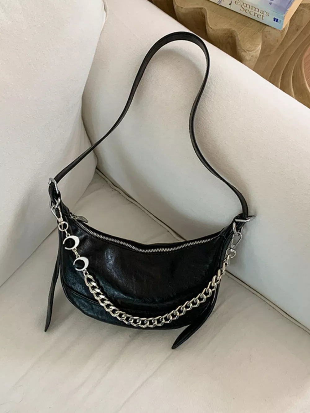 Crescent PU Leather Crossbody Bag, image 5