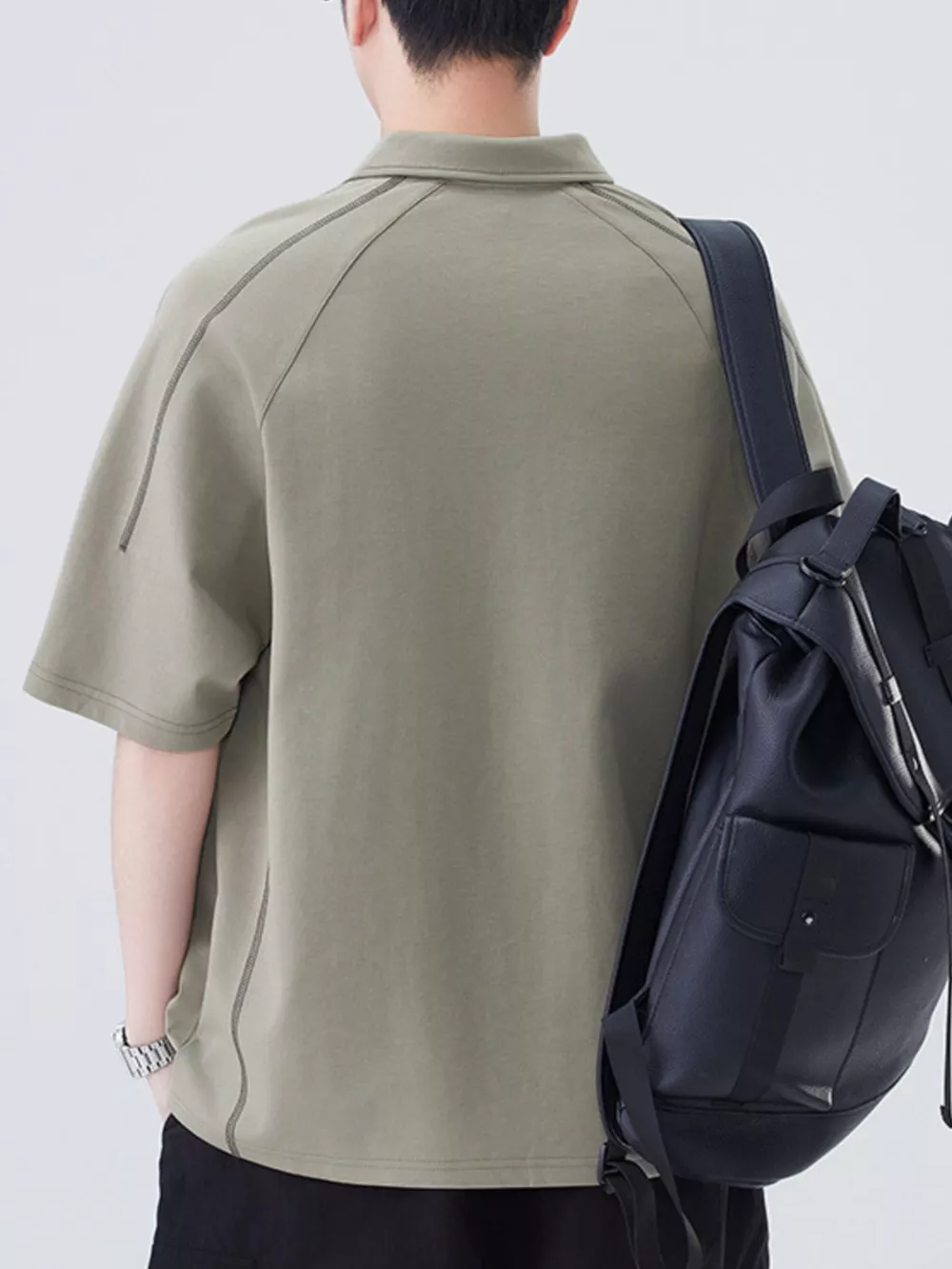 Men's Plus Size Button Detail Short Sleeve Polo, image 4