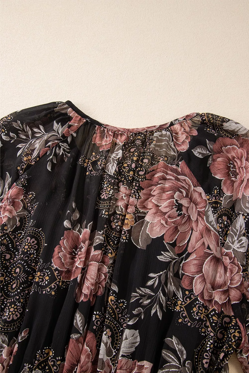 Floral Print Tie Neck Mini Dress, image 14
