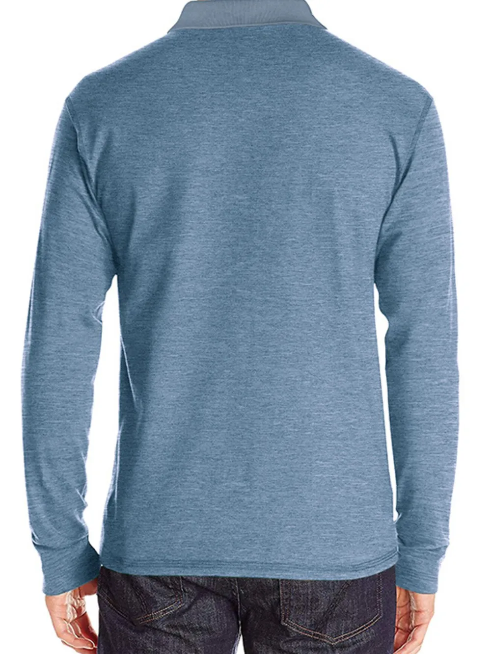 Men's Full Size Button Detail Long Sleeve Polo Plus Size, image 4