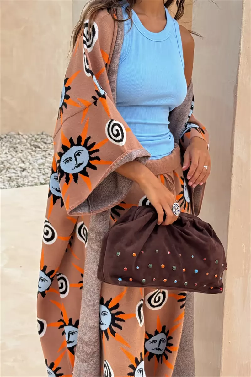 Sun Graphic Top & Cardigan and Pants 3-Piece Sweater Set, image 13