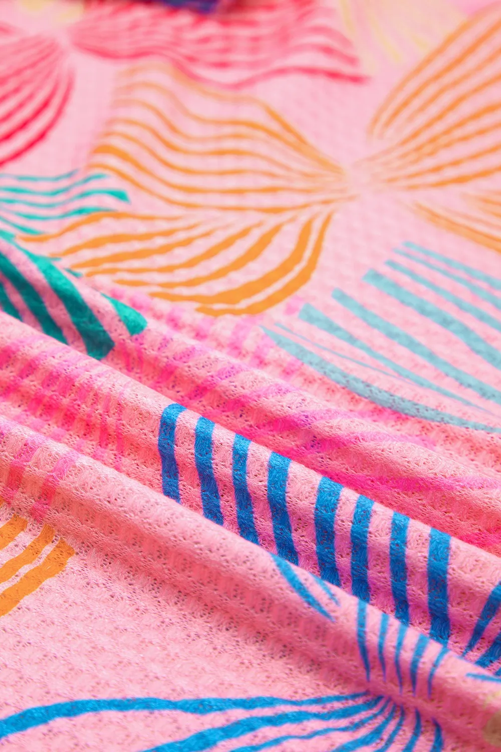 Printed Waffle Knit Oversized T-Shirt, image 7