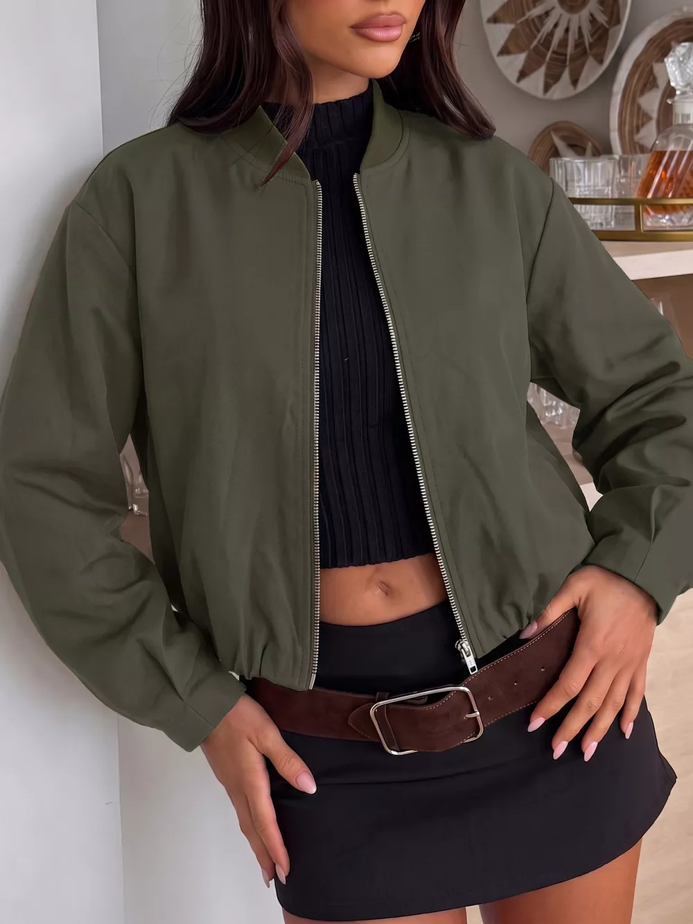 Zip-Up Dropped Shoulder Jacket, image 5
