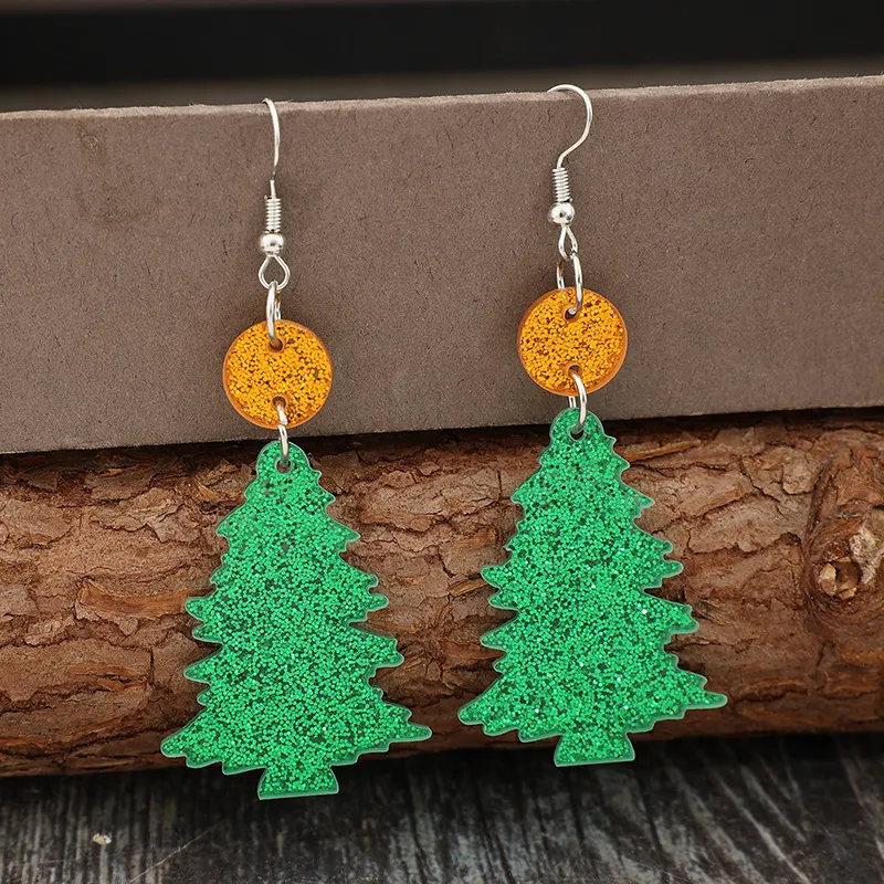 Glitter Acrylic Tree Shape Earrings, image 2