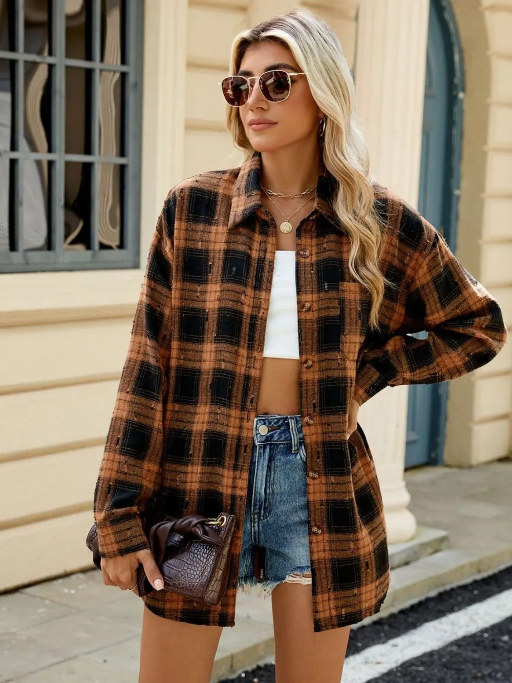 Plaid Button Up Long Sleeve Shirt, image 4