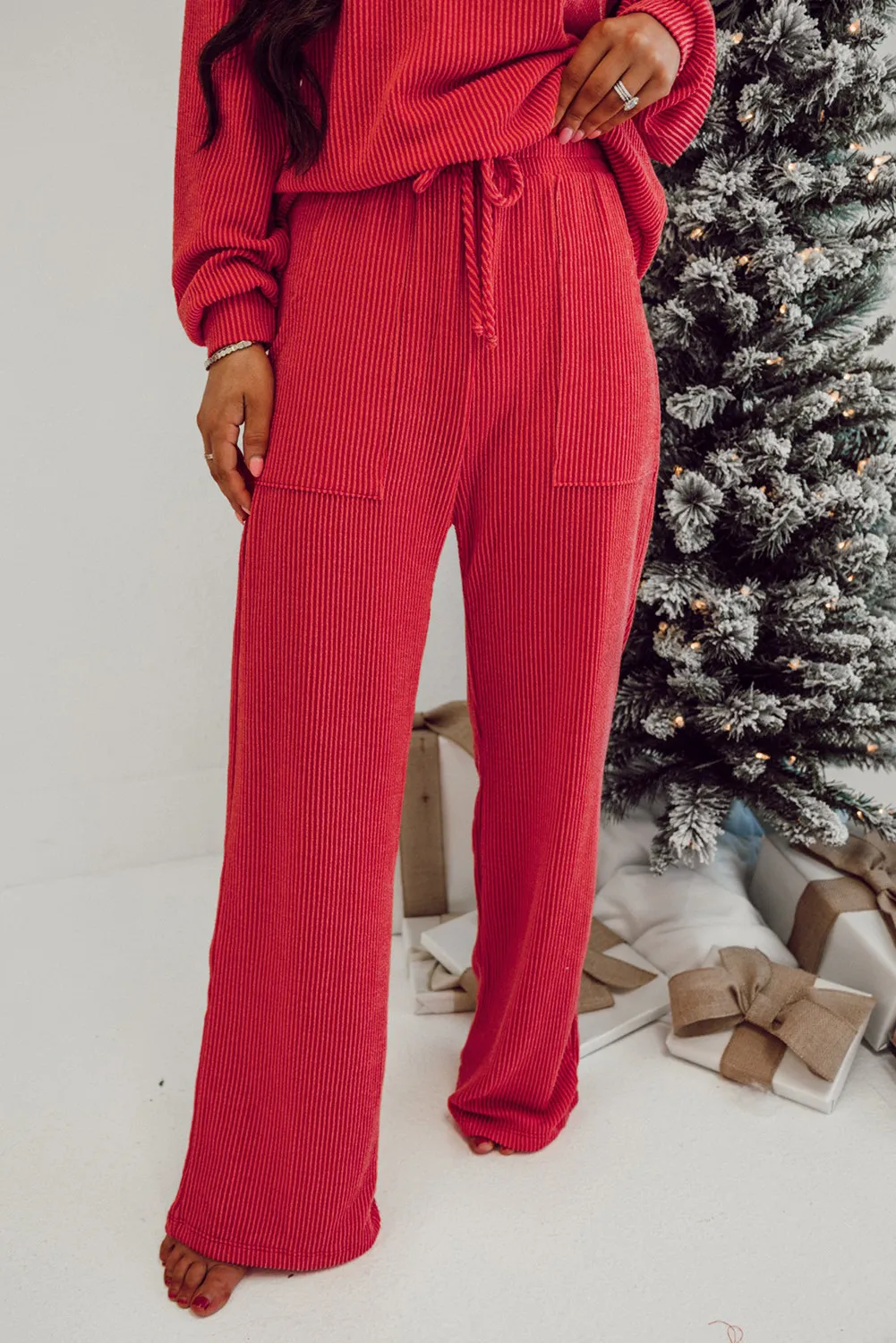 JOLLY Round Neck Long Sleeve Top and Pants Lounge Set, image 4