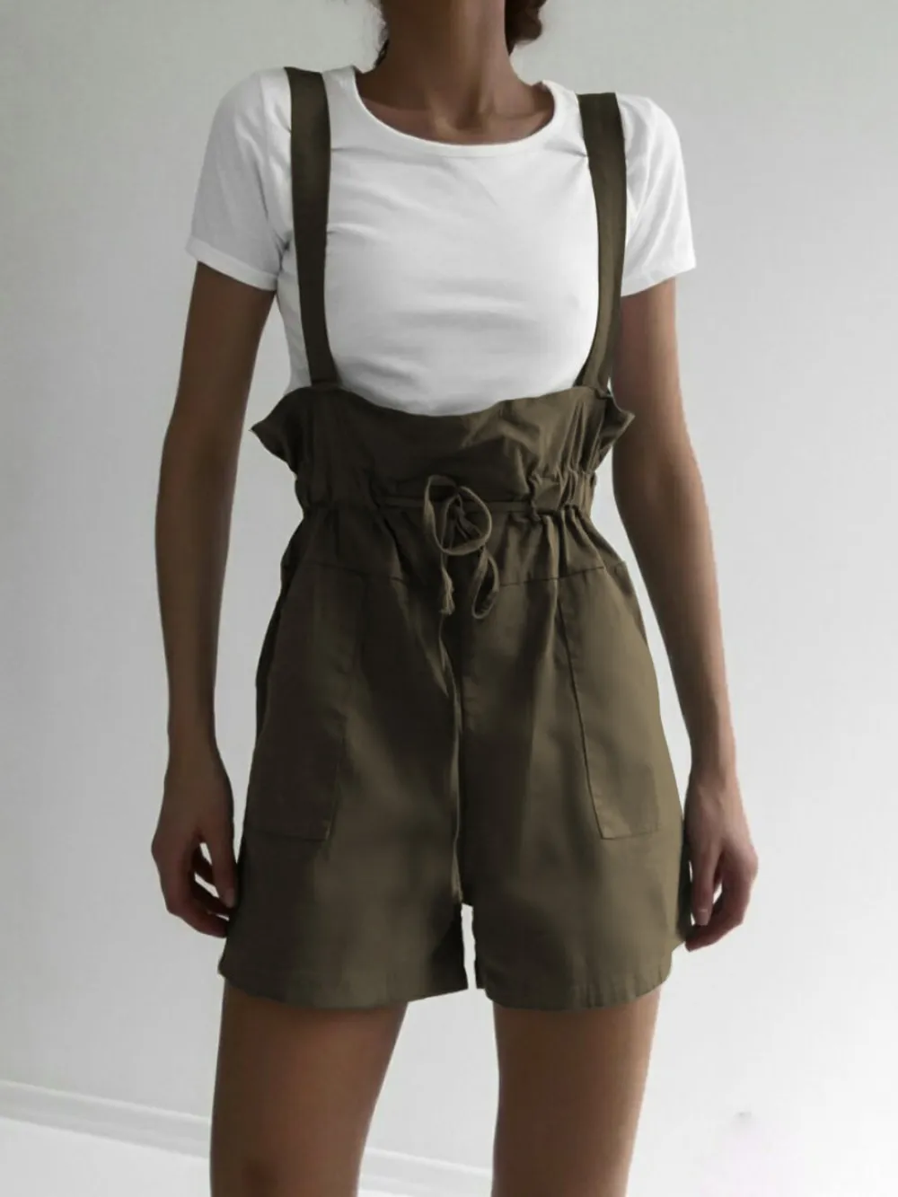 Drawstring Wide Strap Overalls with Pockets, image 11