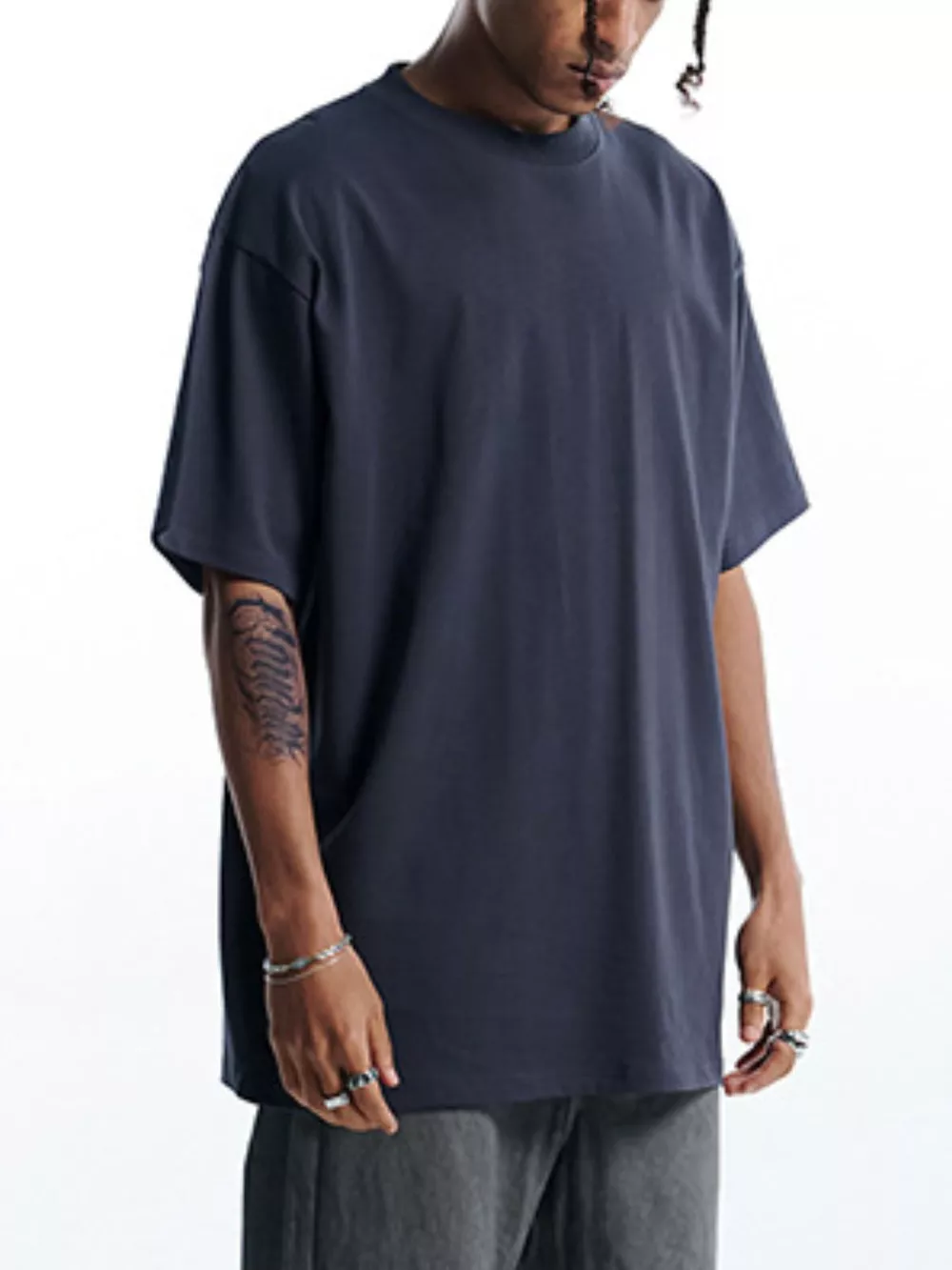 Men's Round Neck Oversized Cotton T-Shirt, image 5