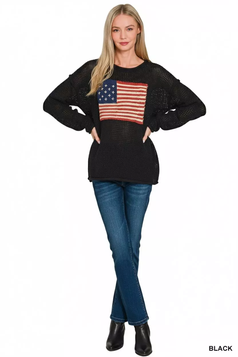 American Flag Crew Neck Sweater, image 2