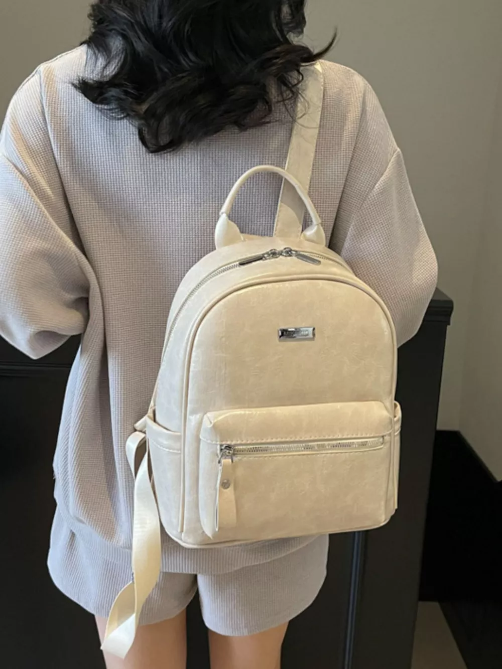 Lightweight Leather Backpack Bag, image 4