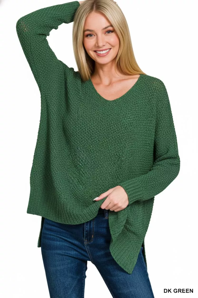 Dolman Sleeve V-Neck Sweater, image 2