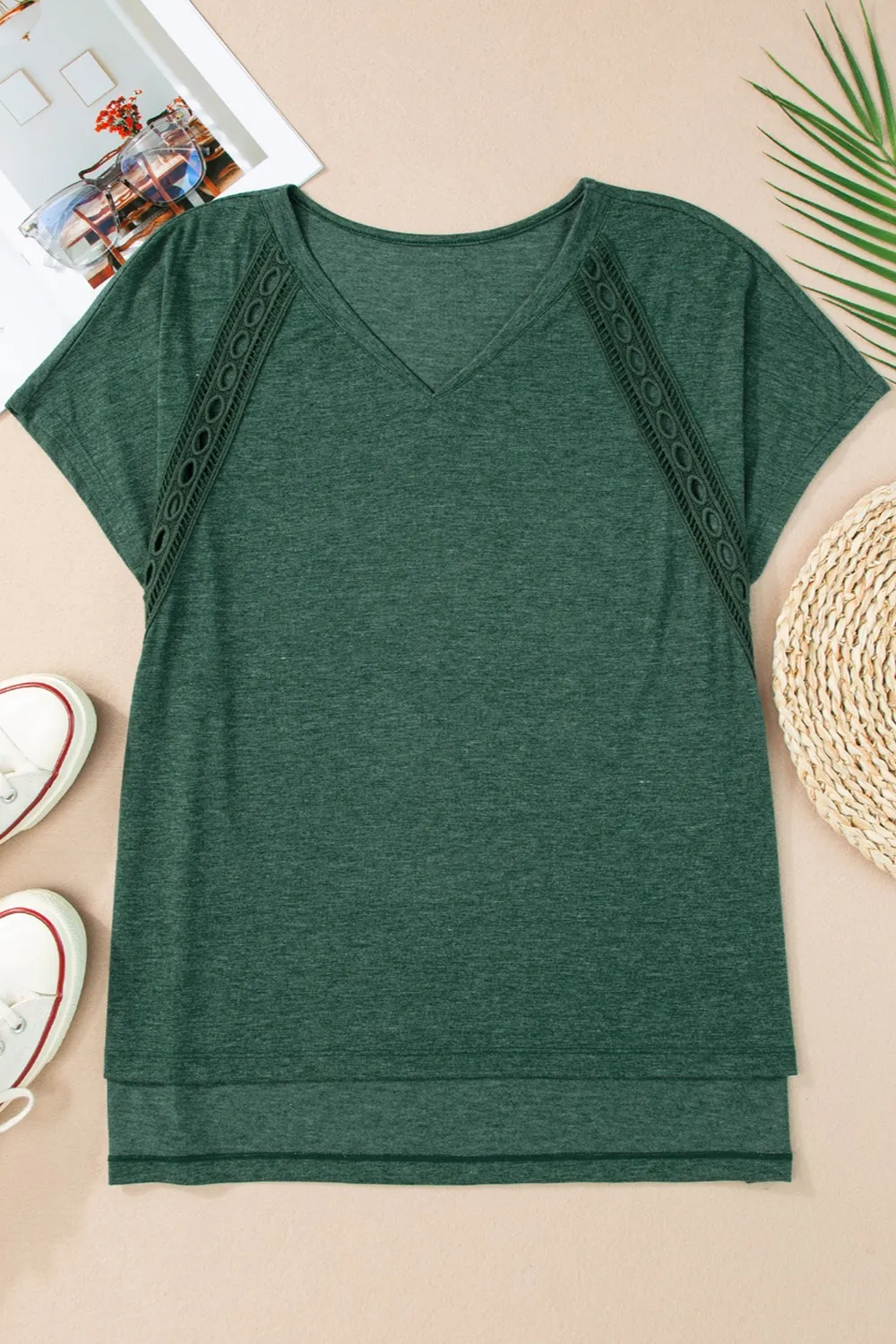 Heathered V-Neck Short Sleeve T-Shirt, image 8