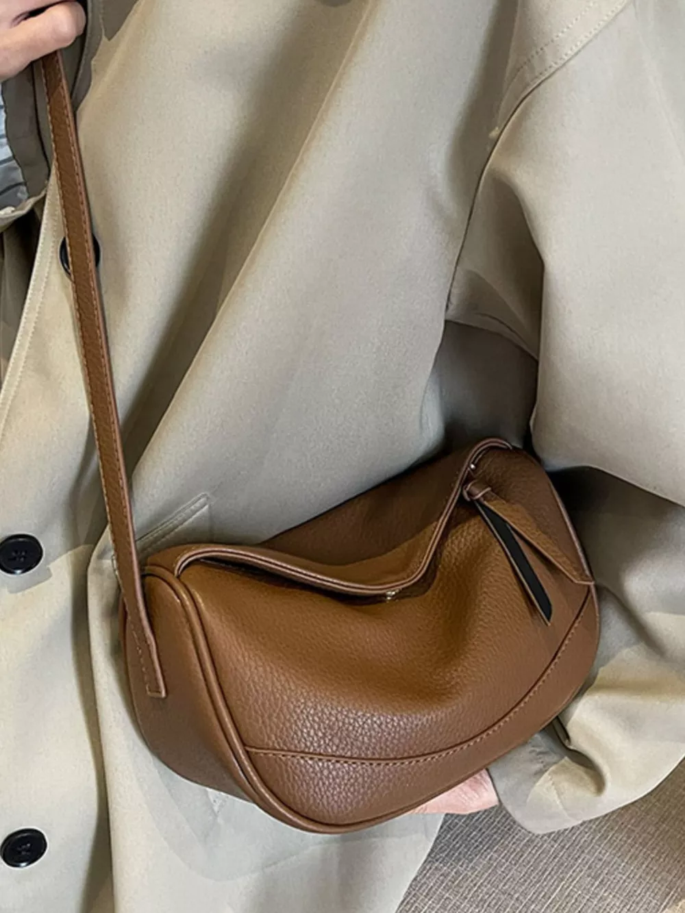 Minimalist Style Leather Crossbody Bag, image 5