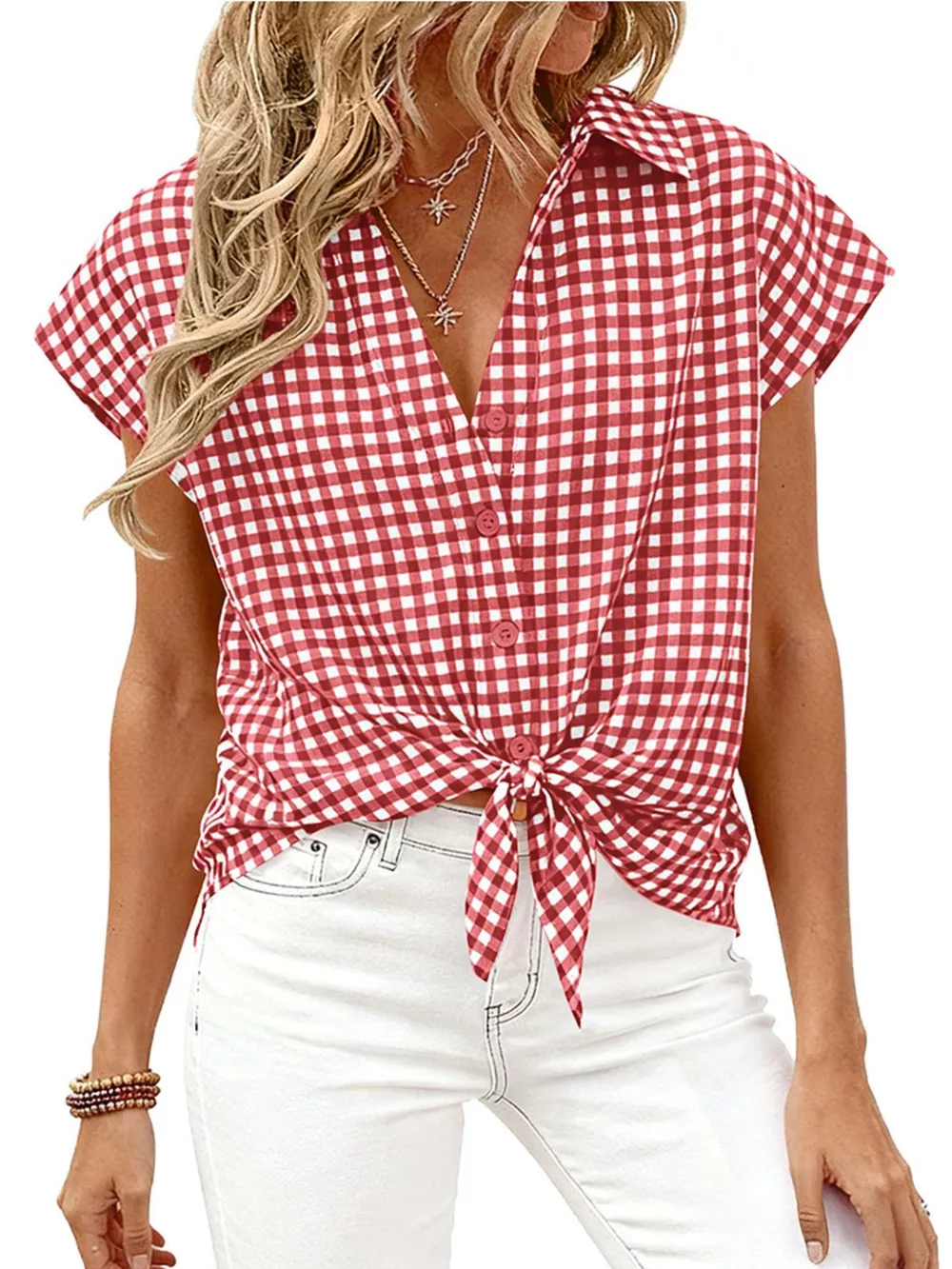 Gingham Print Button-Down Shirt, image 10