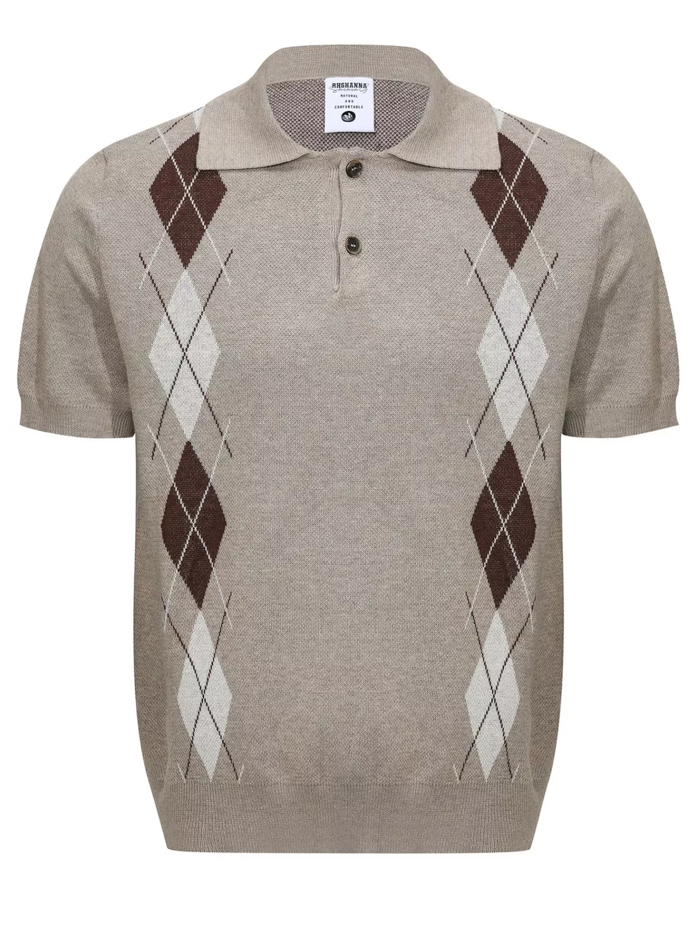 Men's Argyle Knit Short Sleeve Polo