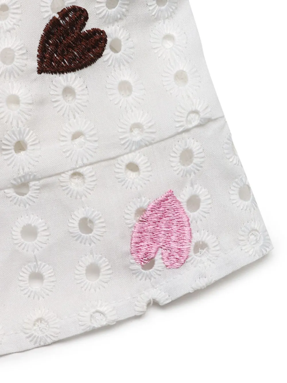 Eyelet Heart Square Neck Short Sleeve Blouse, image 8