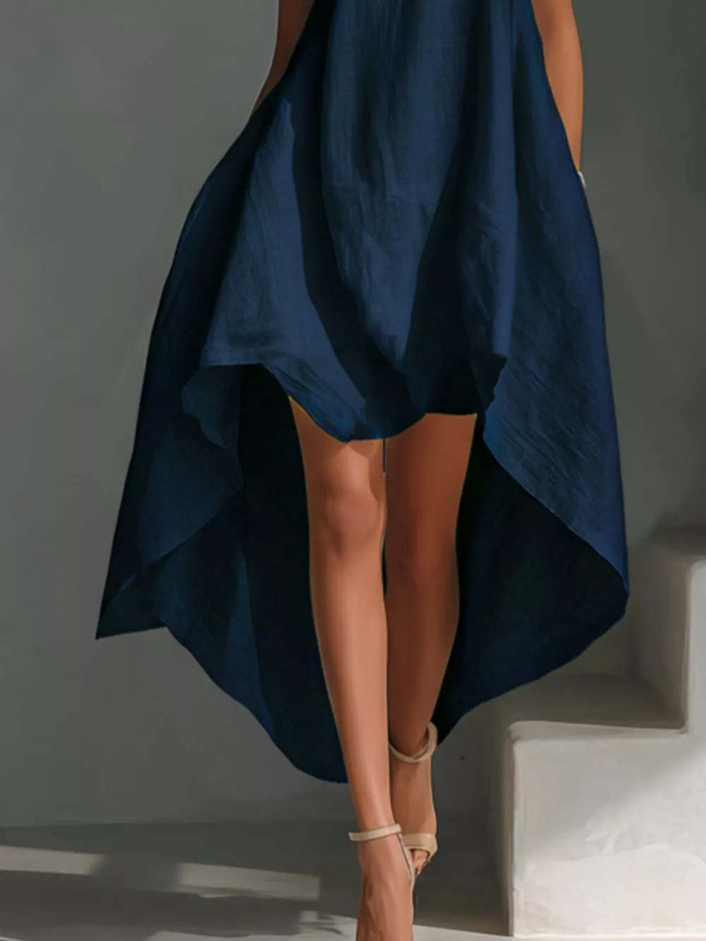 High-Low Round Neck Sleeveless Dress, image 8