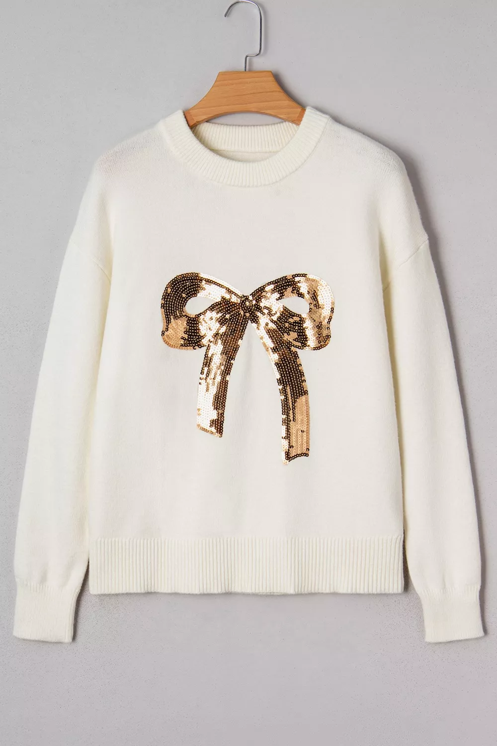 Sequin Bow Embellished Pullover Sweater, image 13
