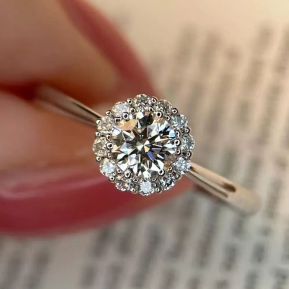 1 Carat 925 Sterling Silver Moissanite Flower Ring, image 4