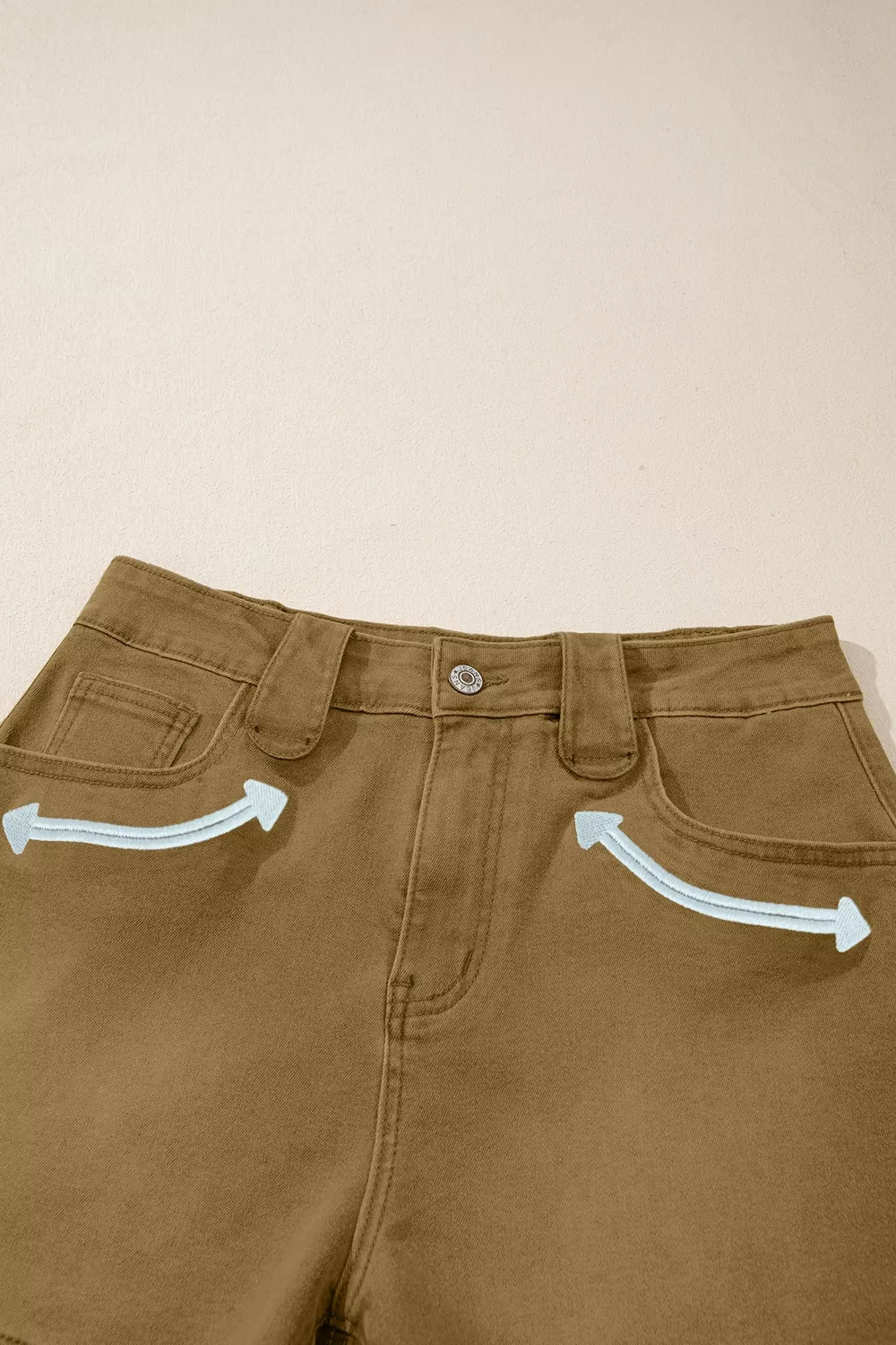 Contrast Arrow Detail Western Denim Shorts, image 5