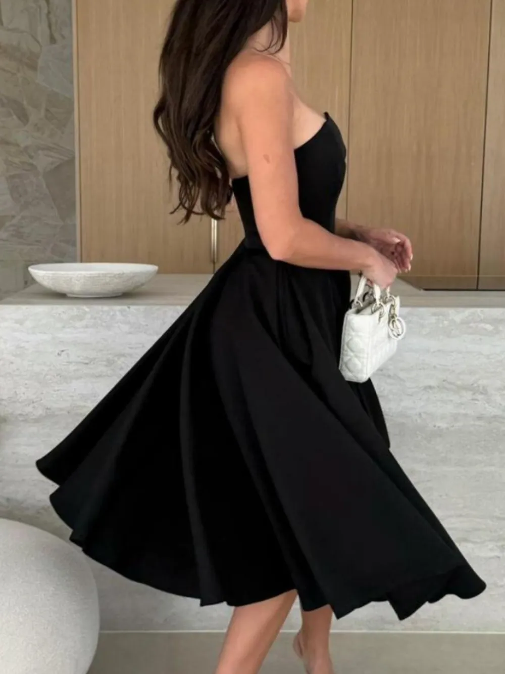 Solid Color Tube Midi Dress, image 19