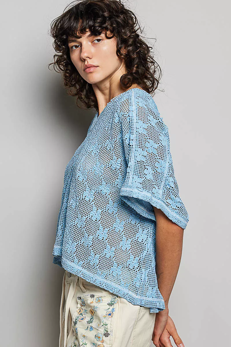 Crochet Lace Short Sleeve Top, image 2